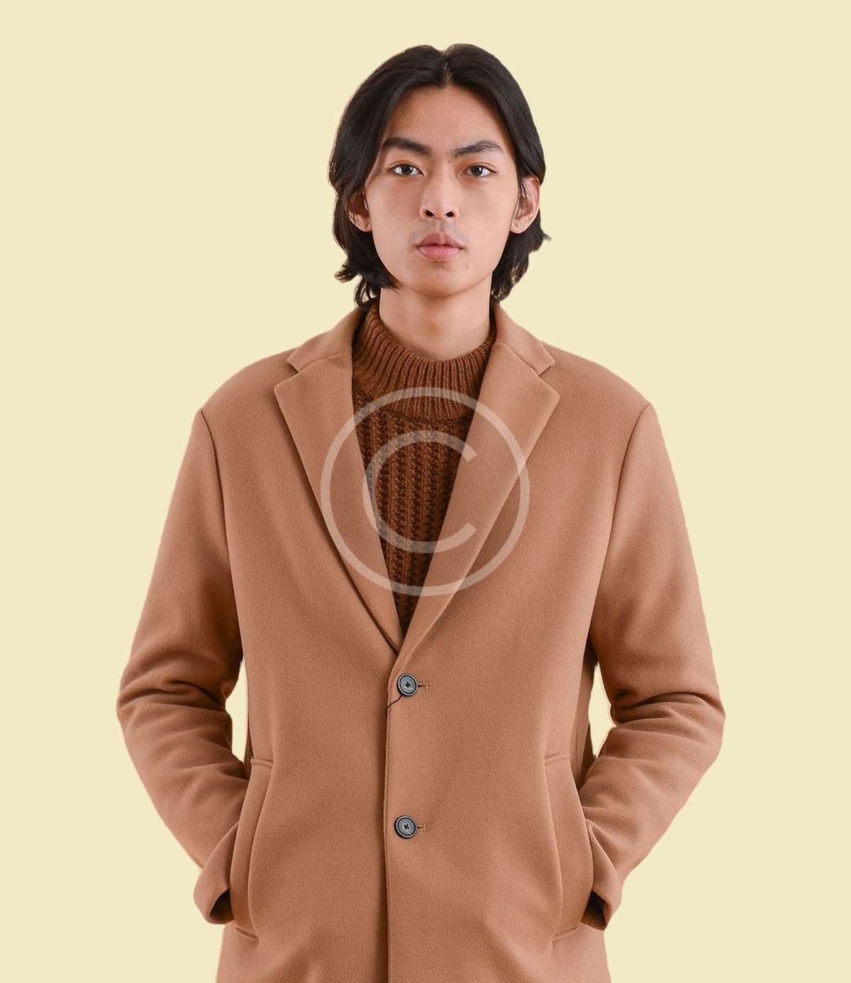 Camel tailored overcoat