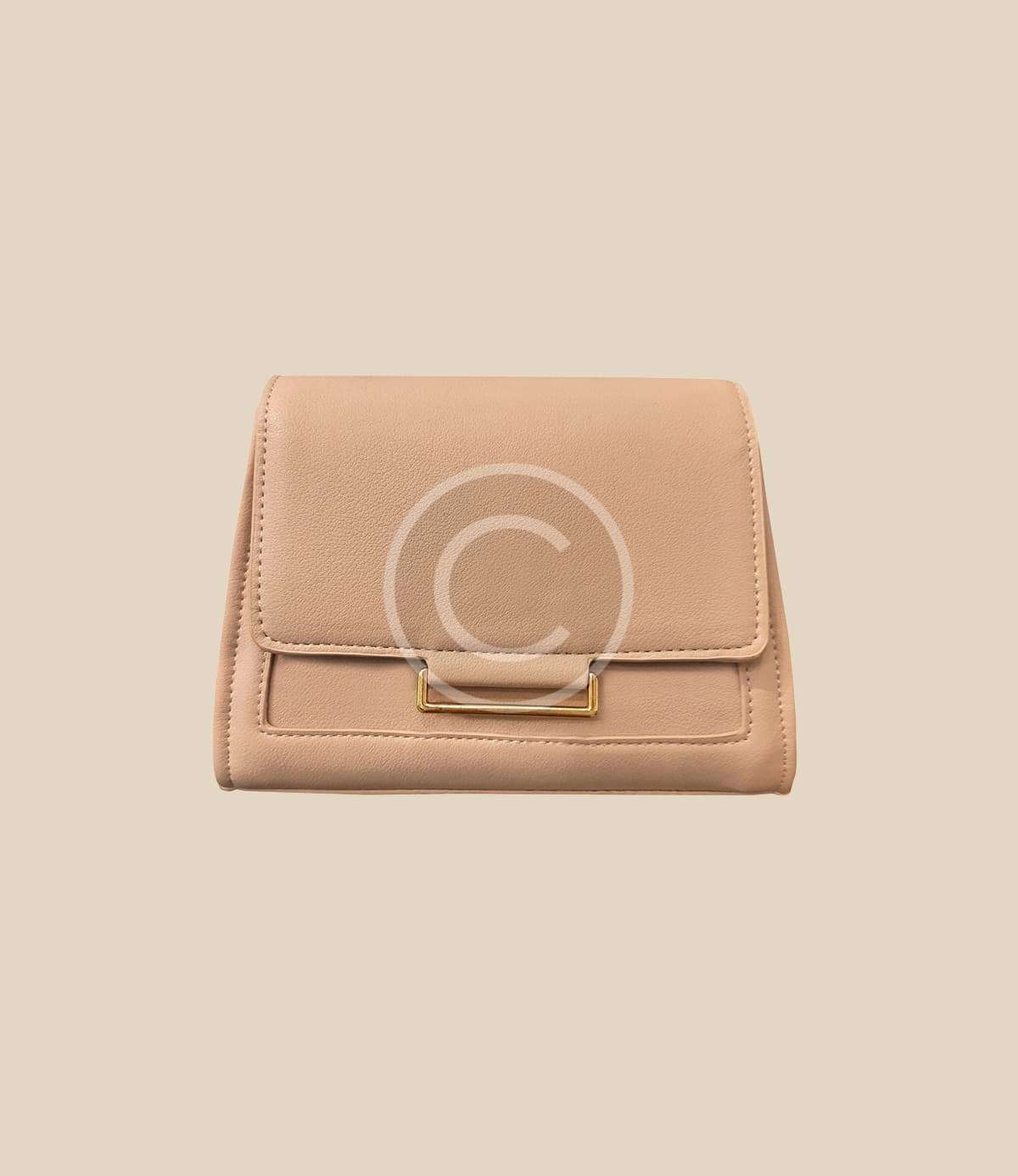 Nude leather flap clutch
